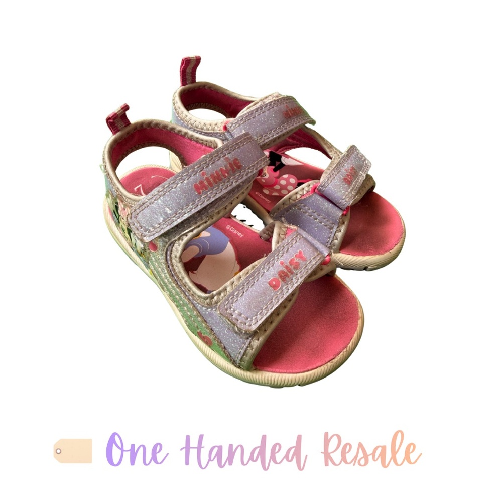 🩴 Disney Minnie Mouse Daisy Duck Pink Purple Sandals Velcro Kids Girls 7